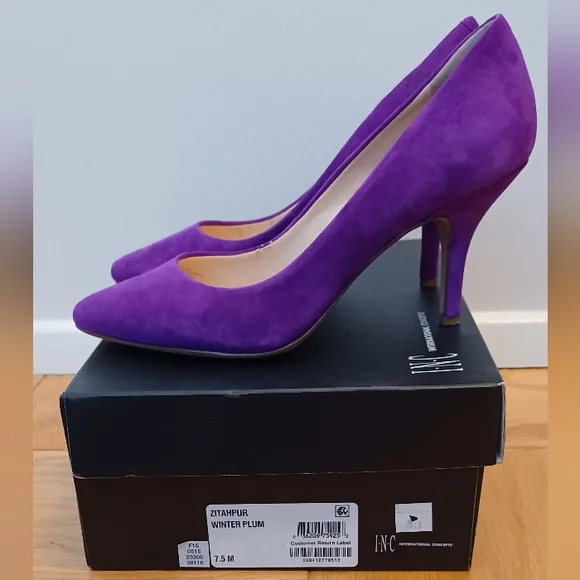 INC International Concepts Purple Suede Heels Size7.5 - Picture 7 of 7